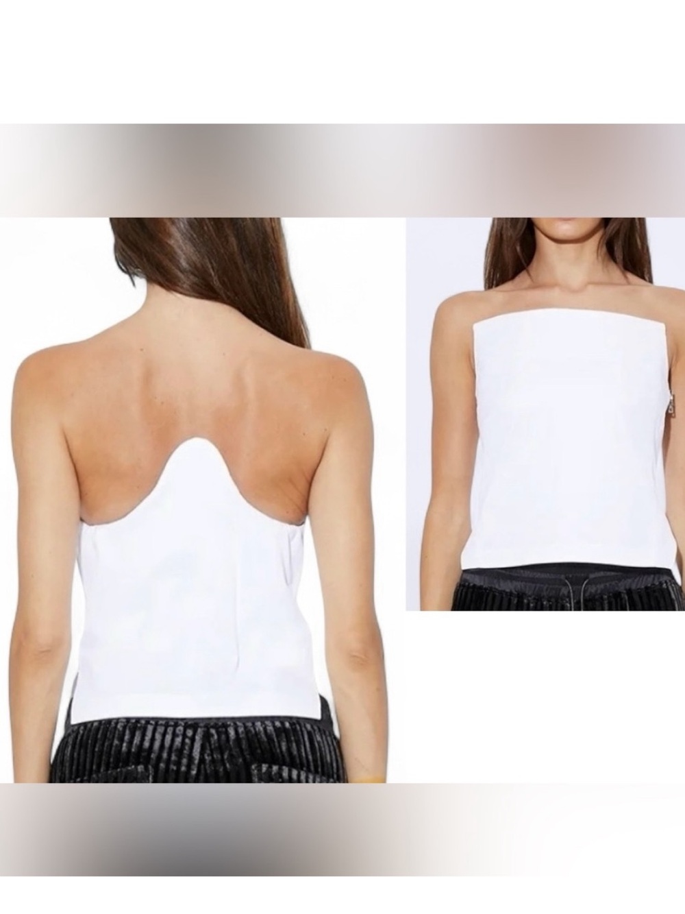 RtA White Strapless Sculpted-Back Pippa Top